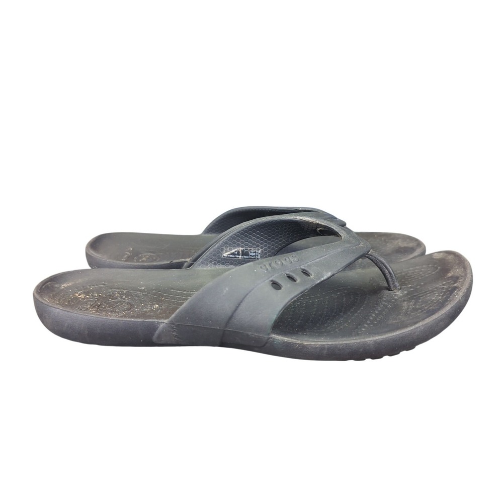 Crocs Womens Kadee Flip Flops Thong Sandals Black‎ 9 Comfortable Casual 14177
